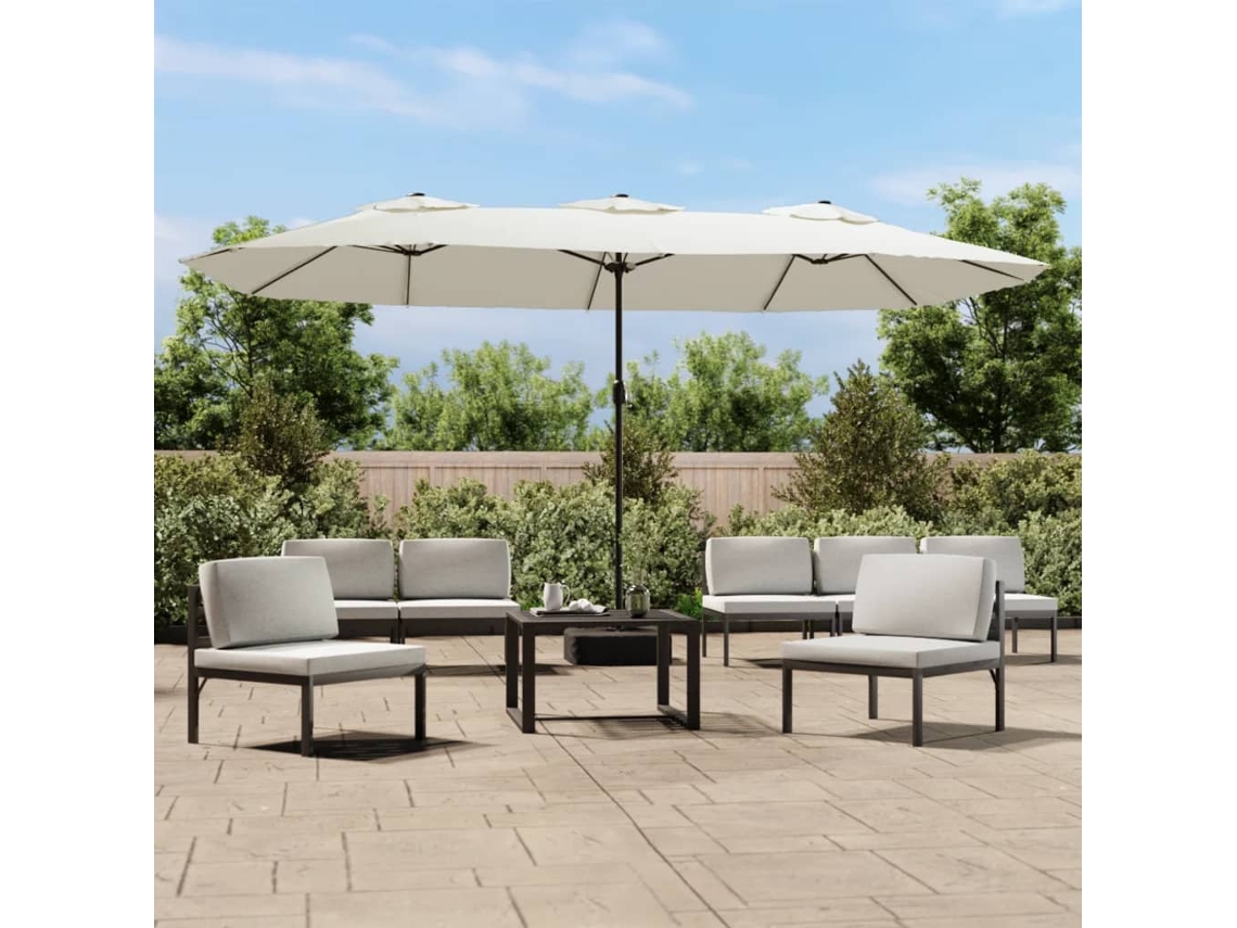Vidaxl Guarda-sol Com Cabeça Dupla 449x265 Cm Branco Areia
