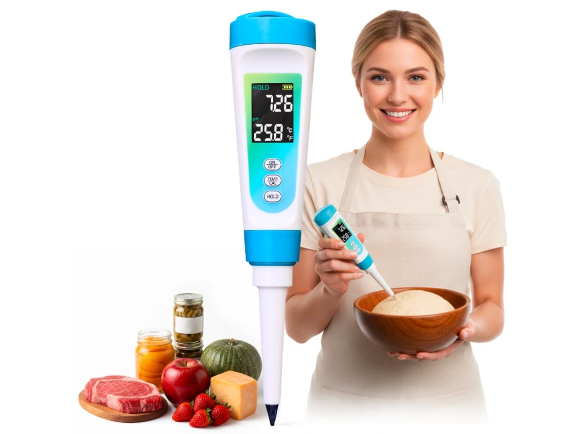 Medidor Ph Digital Para Alimentos Com Sonda Profissional Para Fermentação E Líquidos