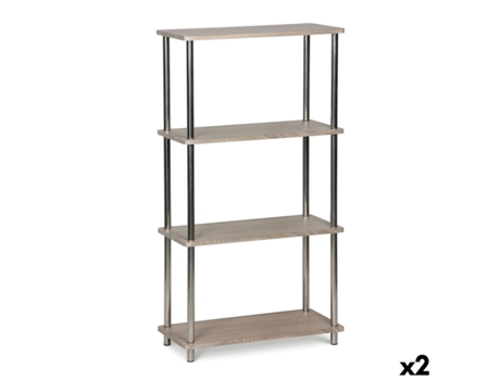 Estantes Moblekit Castanho Prateado Madeira Aço 60 X 29,5 X 112 Cm (2 Unidades)