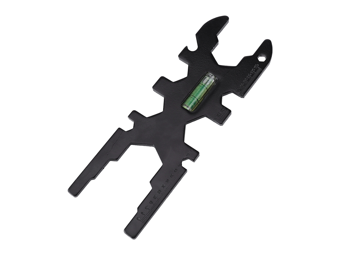 YURU chave multifuncional para torneira e chuveiro com nível de bolha em aço preto 19x7x1cm