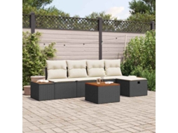 Vidaxl Conjunto De Sofá De Jardim 6 Unid. Preto Vime Pe
