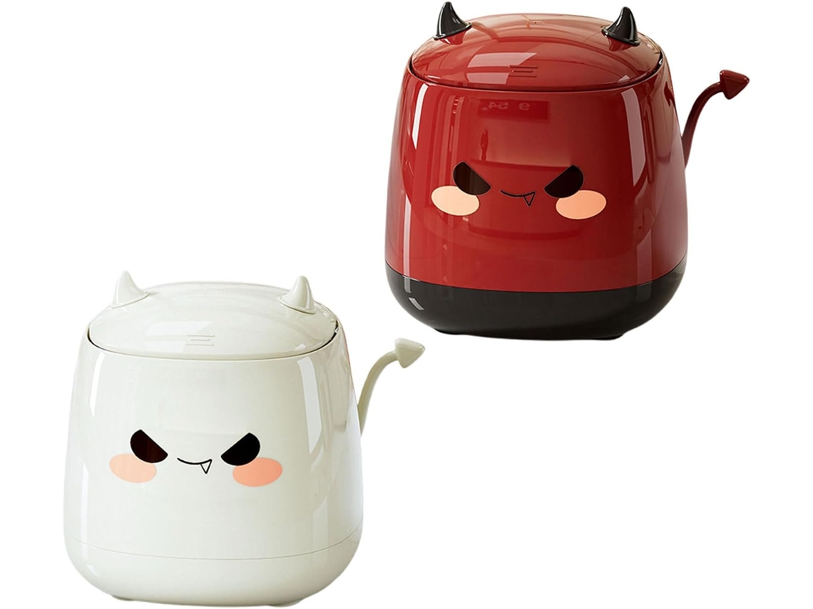 Lixeira de Mesa Topbathy, 2 Peças, Mini, em Plástico, com Design Desenho Animado, Tampa Encaixe e Superfície I