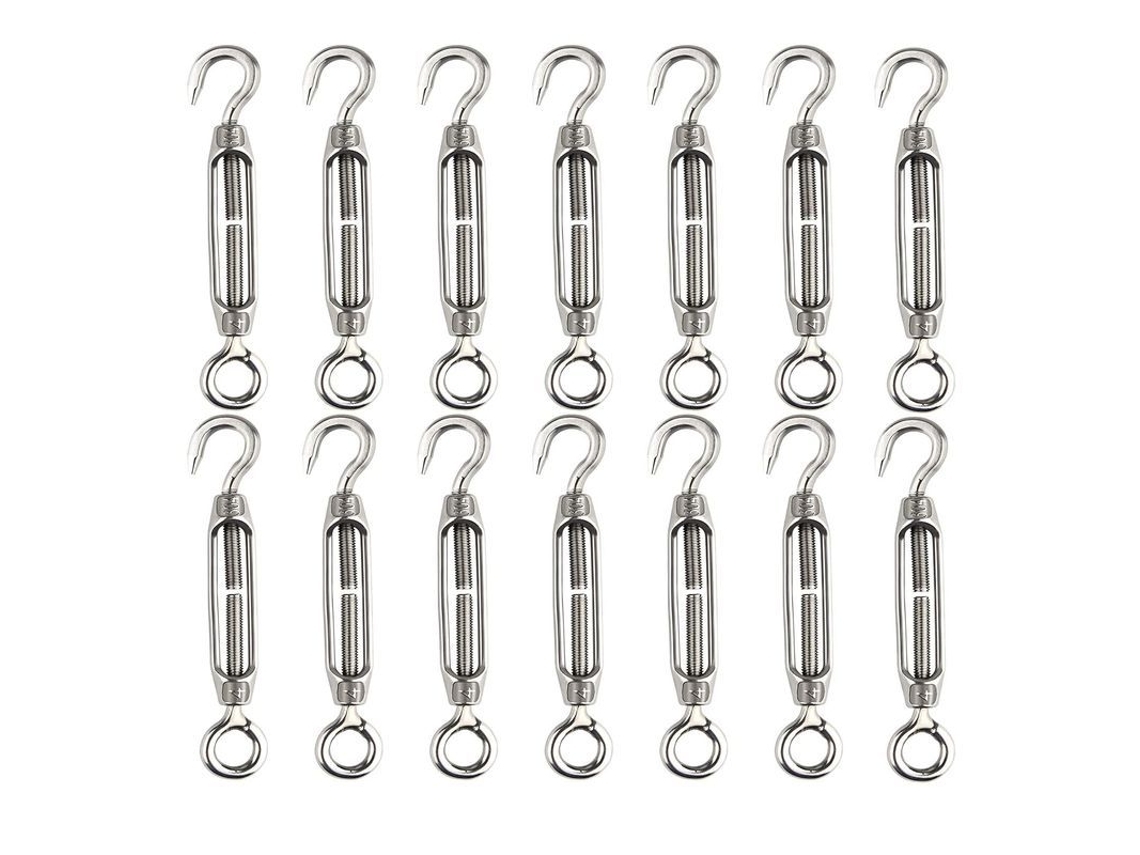 12pcs Tensor M4 De Aço Inoxidável 304 Para Cabo E Corda Com Gancho E Olho Resistente Para Interior E Exterior