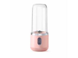 Liquidificador Portátil Recarregável Rosa, Copo Individual Com Tampa, 6 Lâminas, 40 W, Bateria 1500 Mah, Usb-c