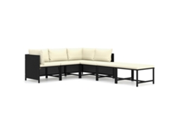 Maison Exclusive - 6 Pcs Conjunto Lounge De Jardim C/ Almofadões Vime Pe Preto