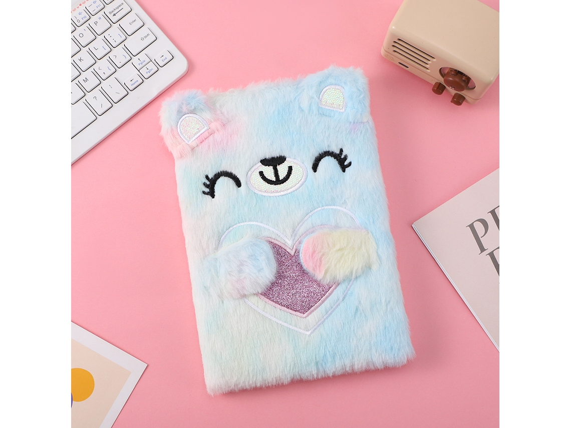 Diário Secreto Com Cadeado, Caderno Infantil De Pelúcia Rosa, Presente Colorido