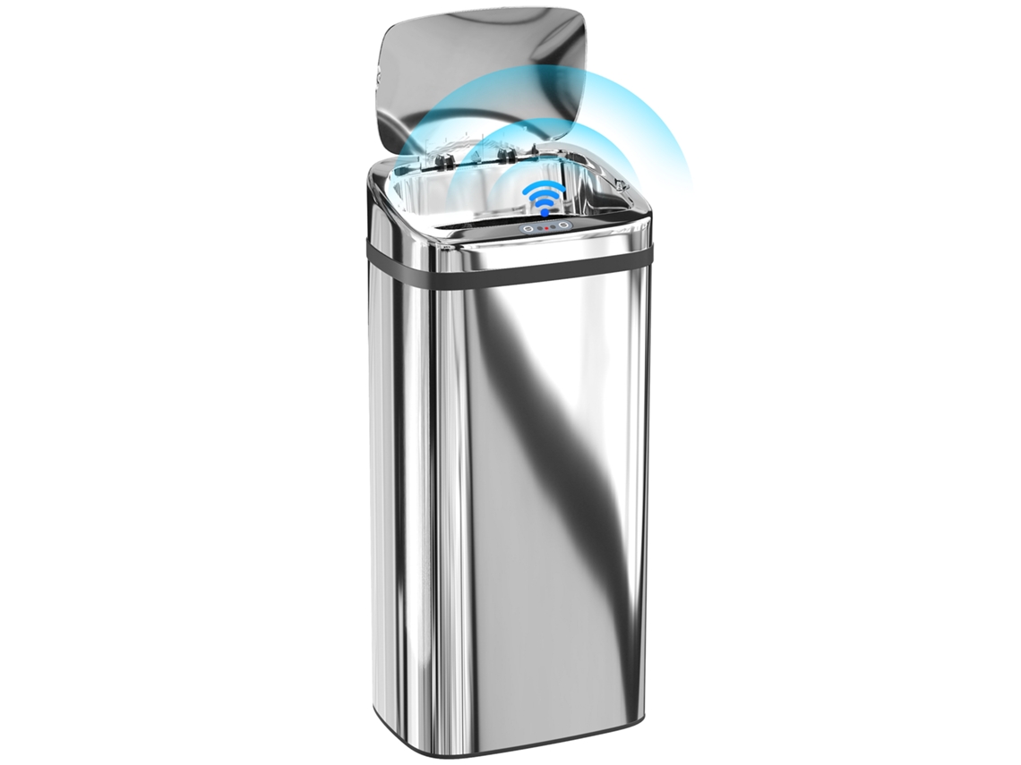 Lixeira 40l Com Sensor Automático, Medidas 33x25x70cm, Prateada