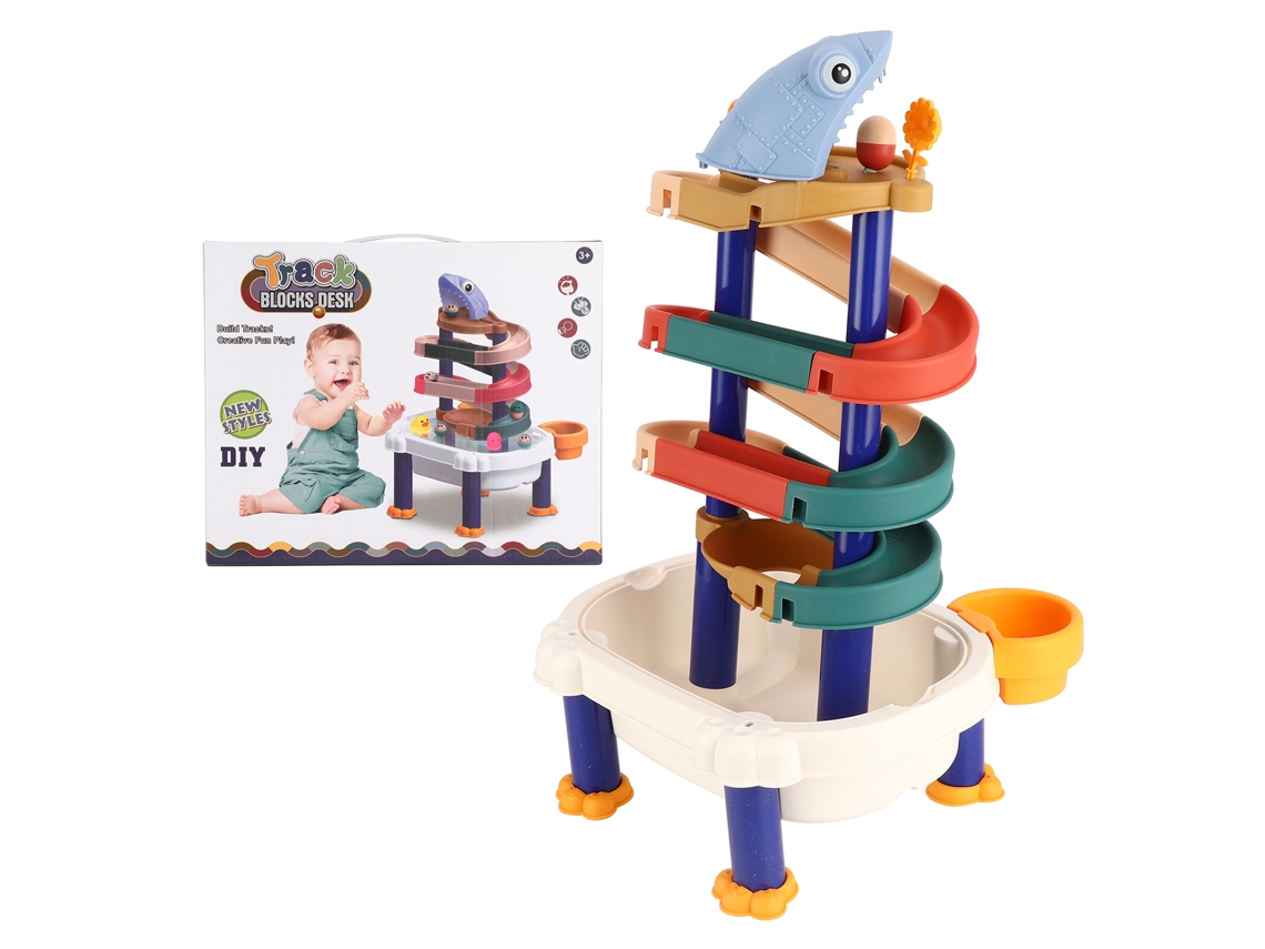 Mali brinquedo de Bloco de Pista Diy Montagem para Crianças Banho com Bola Plástico e Aço