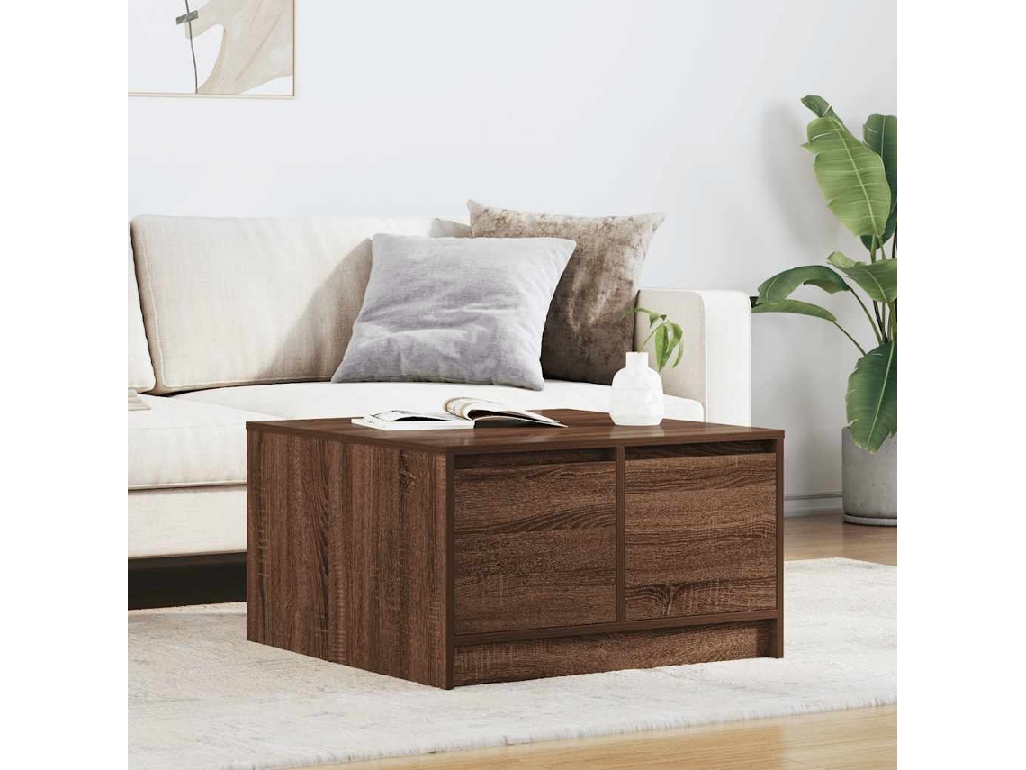 Vidaxl Mesa De Centro Com Gavetas 70,5x70x40 Cm Carvalho Castanho