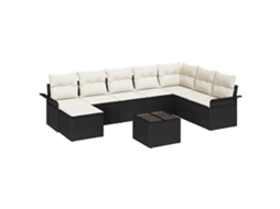 Conjunto 9 Sofá De Jardim Vidaxl Preto Vime Pe (297,5 X 187,5 X 85 Cm)