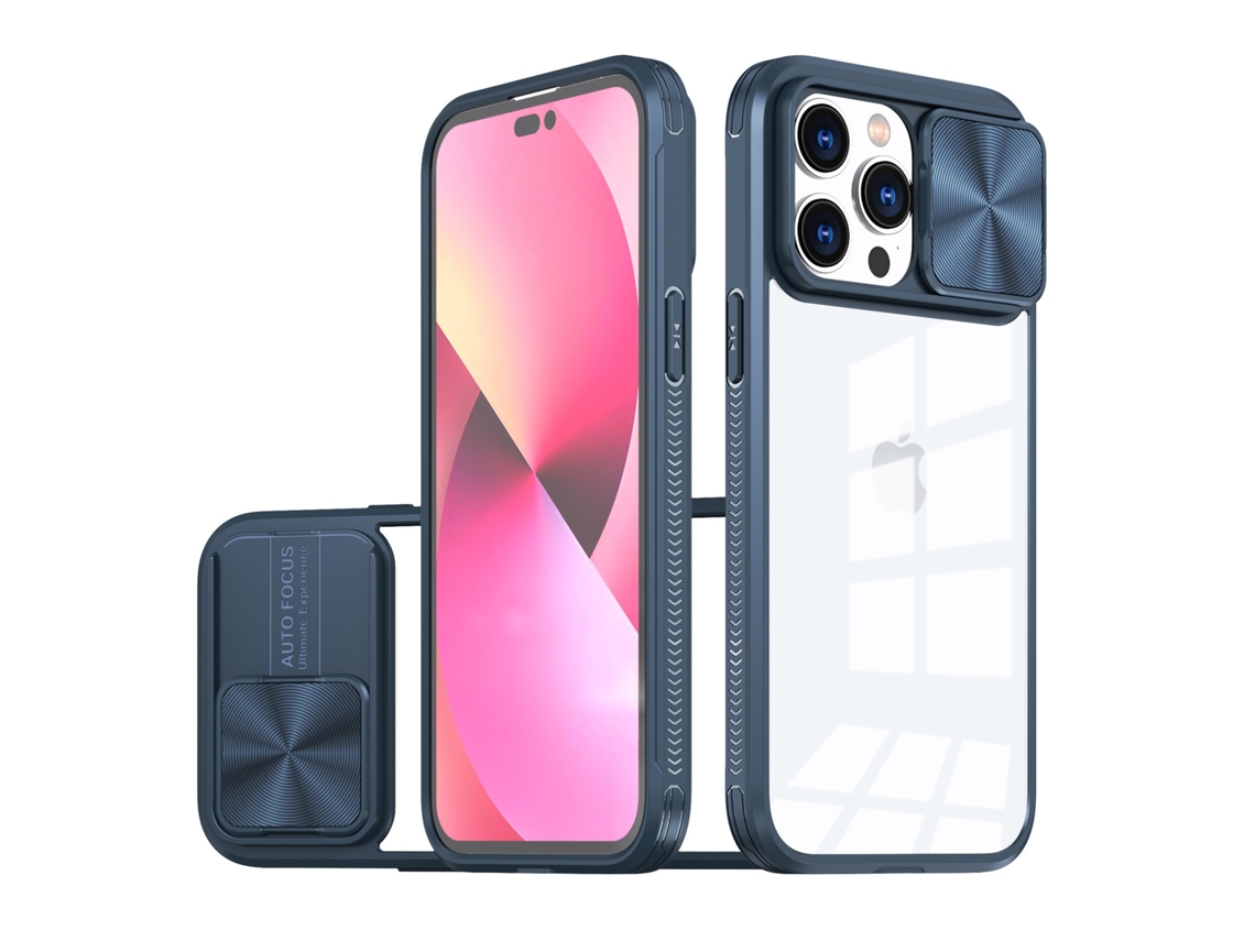 Capa Para Iphone 17 Pro Azul/lente Magnética E Janela Deslizante