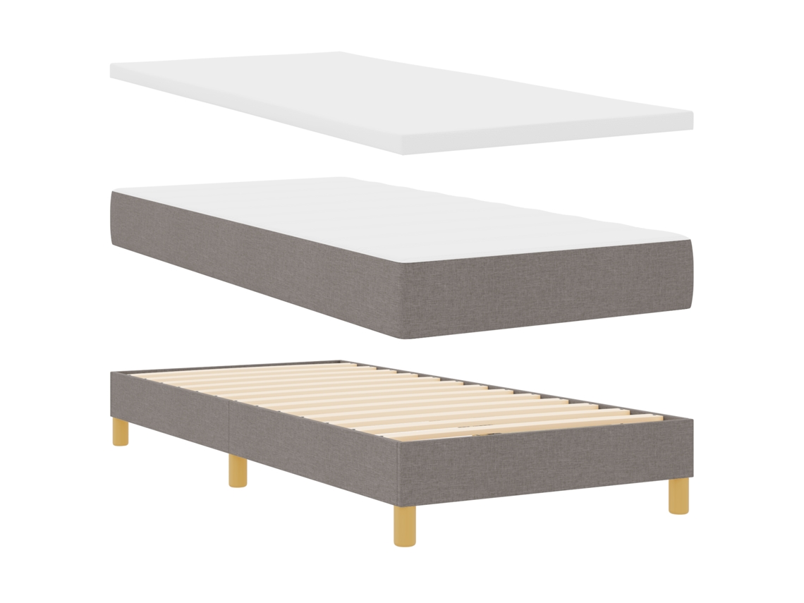 Conjunto 1 Cama Box Vidaxl Castanho-acinzentado Tecido (100 X 200 Cm)