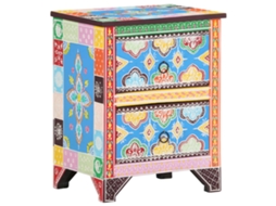 Vidaxl Mesa De Cabeceira Pintada À Mão 40x30x50 Cm Mangueira Maciça