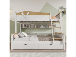 Beliche 90x200 Com Prateleiras Escada Inclinada E Gavetas