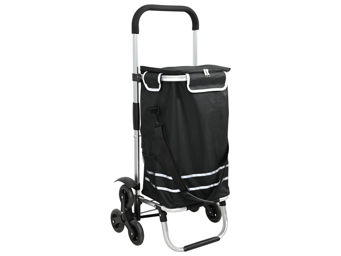 Carrinho De Compras Preto Compacto Com Armazenamento Vidaxl Preto Alumínio (47x39x101cm)