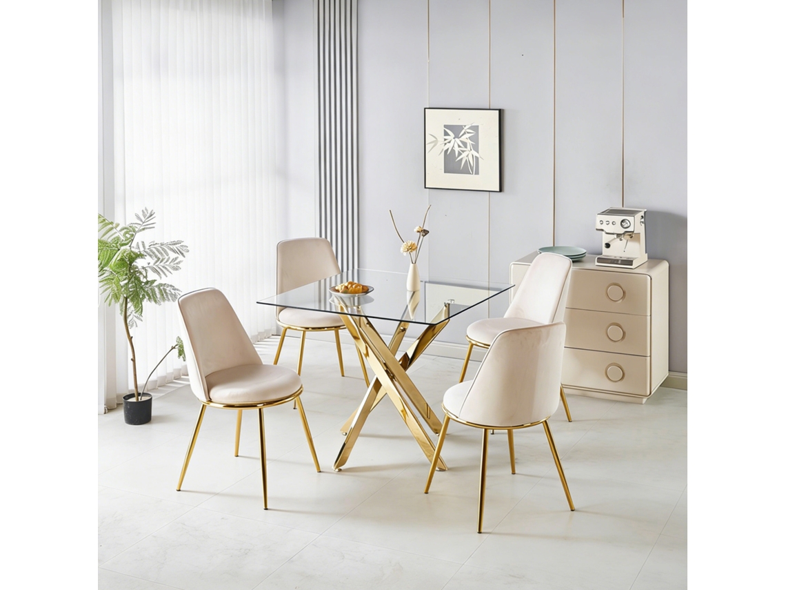 Conjunto Mesa Jantar 5 Peças Com Mesa e 4 Cadeiras, Design Moderno e Funcional
