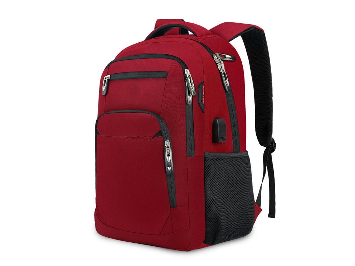 Mochila para Laptop Mochila Grande de Mão com Porta de Carregamento Usb Mochila Resistente À Água para Homens-Vermelho