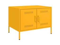 Vidaxl Mesa De Centro 68x50x50,5 Cm Aço Amarelo Mostarda