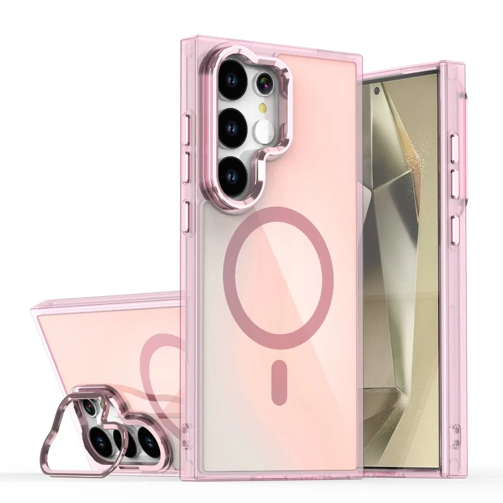 Capa Protetora Magnética Magsafe (rosa) Para Samsung Galaxy A16 Com Suporte De Substituição.