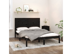 Vidaxl Estrutura De Cama King 150x200 Cm Madeira Maciça Preto