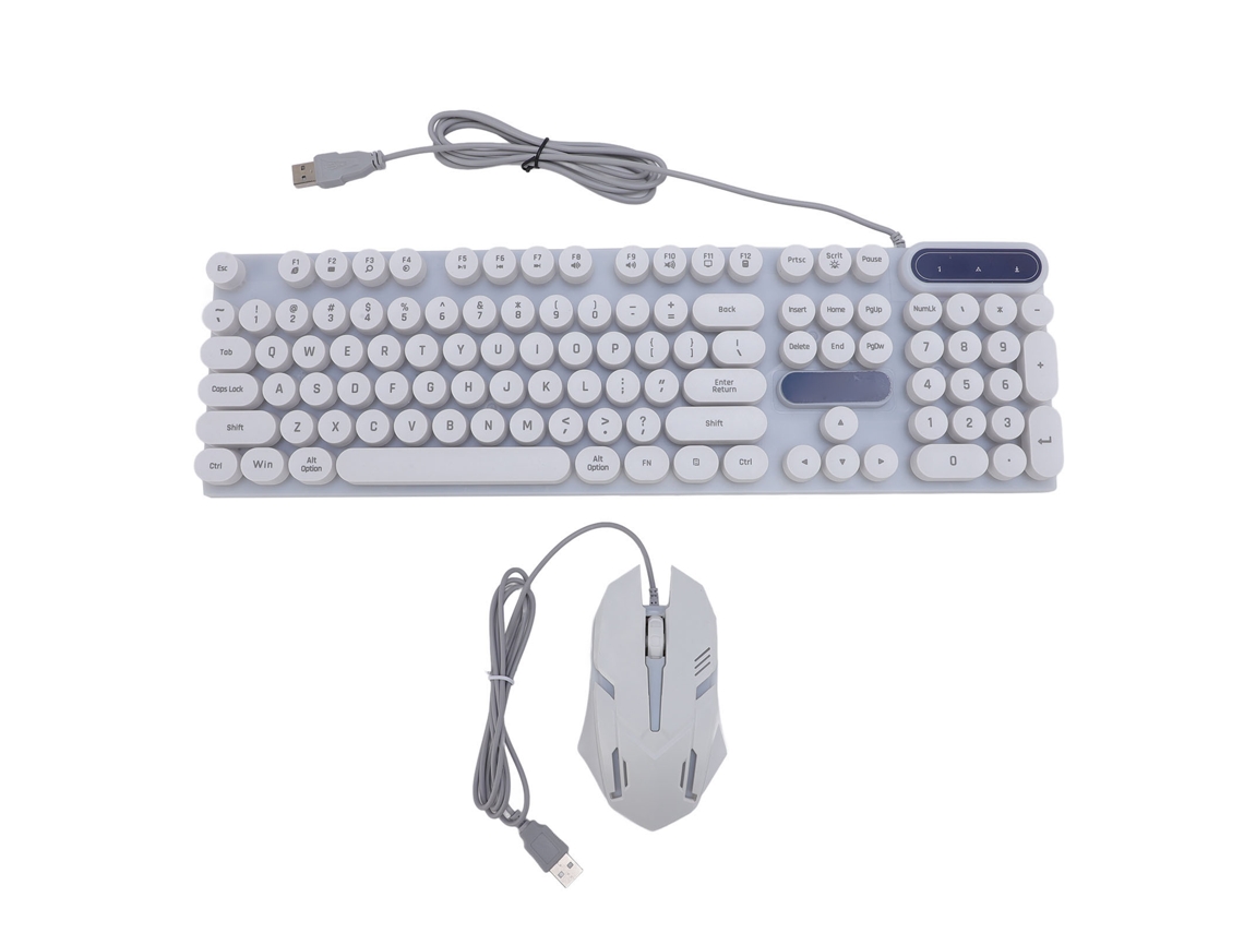 Aetheria combo Teclado e Mouse Retro Punk com Iluminação Rgb Teclas Redondas Usb para Gaming e Trabalho Branco D500