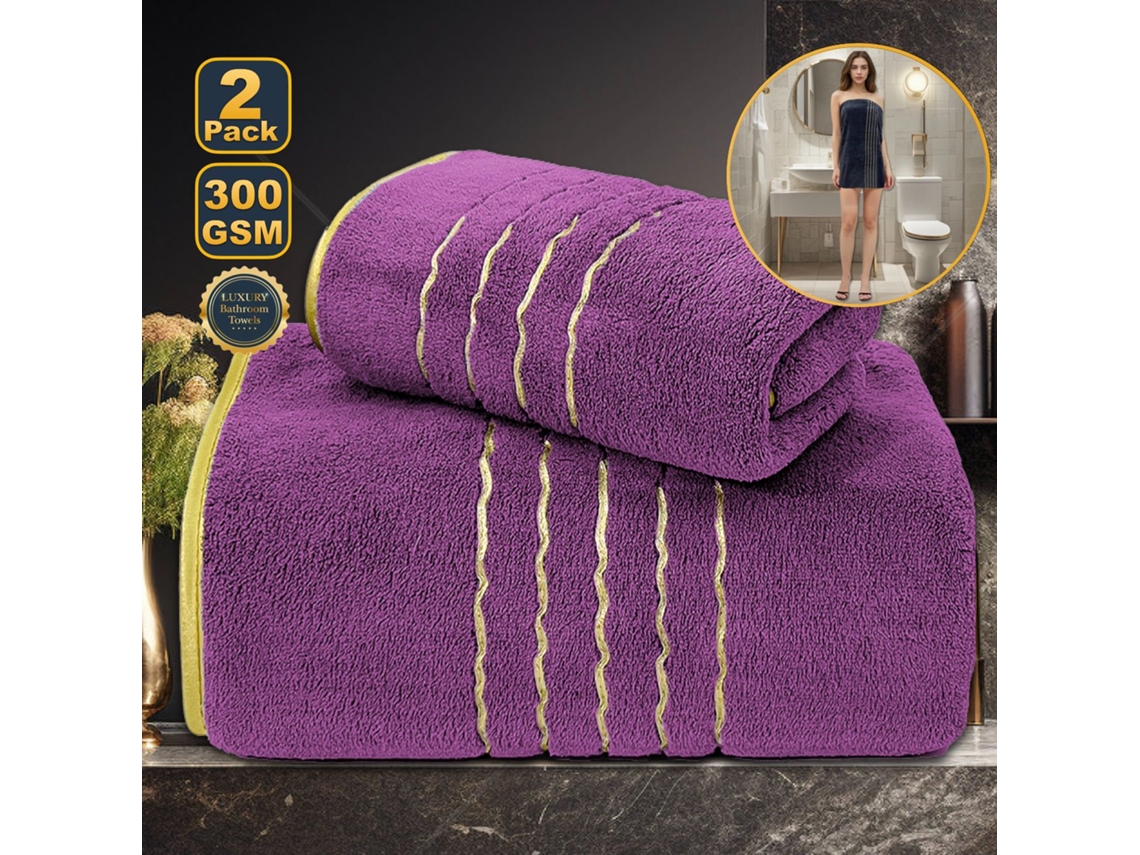 Conjunto de 2 Peças Toalhas de Banho em Lã Coral Altamente Absorventes,roxo,35x75cm/86x170 GERTIZ