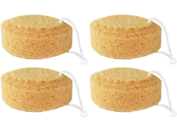 Conjunto de 4 esponjas de banho no formato favorito da Mel, laranja.