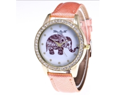 Relógio de Pulso Analógico de Quartzo com Pulseira de Pu Rosa Estilo Moderno e Elegante