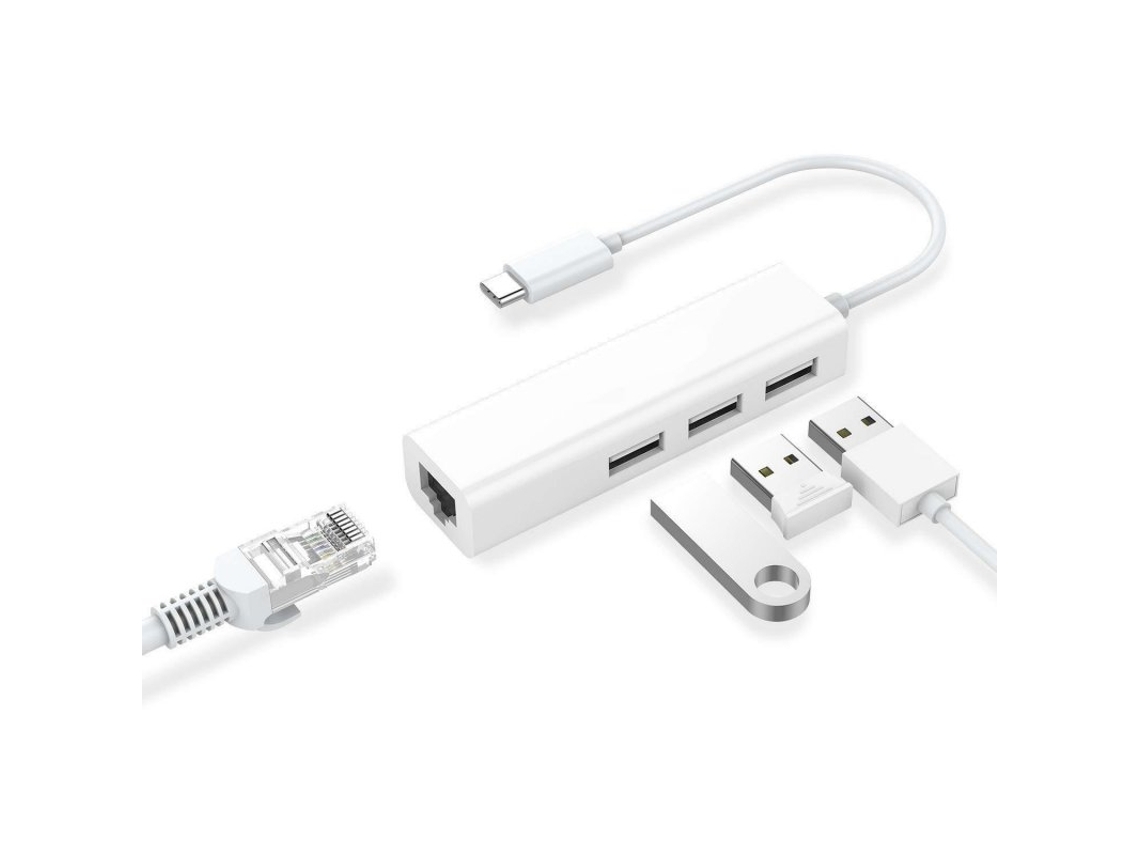 Cabo Usb Tipo Hub Free Drive Rede Branco*