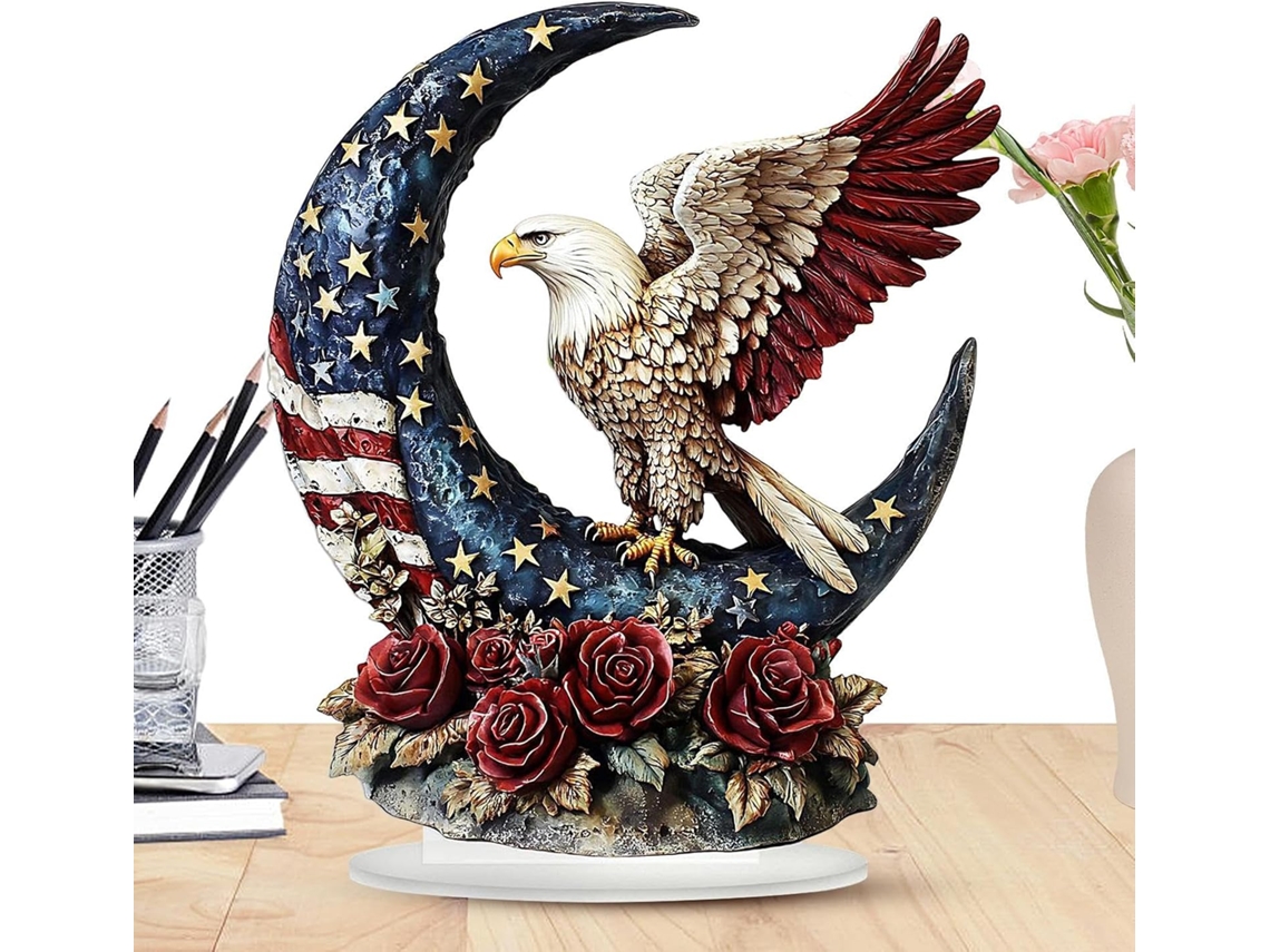 Estátua Patriota Em Acrílico 2d Para Decoração De Escritório Com Detalhe Da Lua