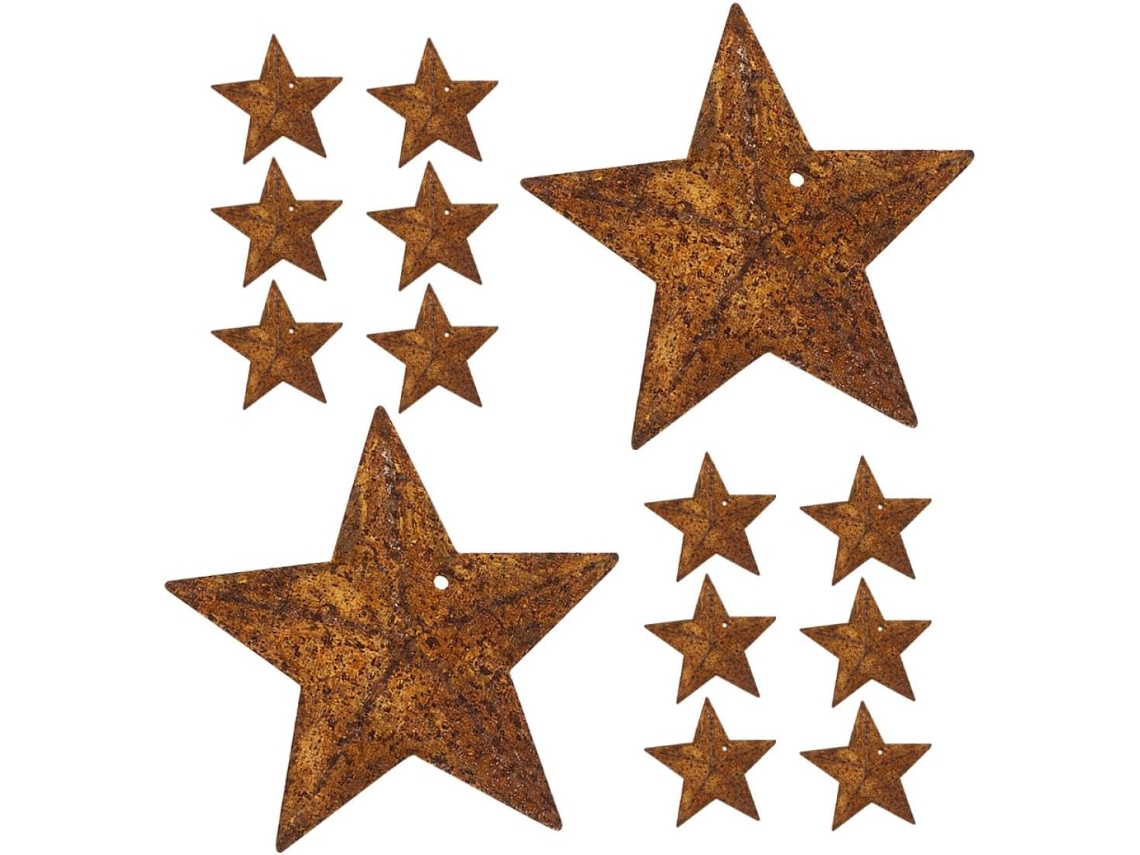 Conjunto 50 Peças Casinhas Ferro Enferrujado Estrelas Pequenas 4 5 Altura Estilo Rústico Prático Decoração GOKOCO