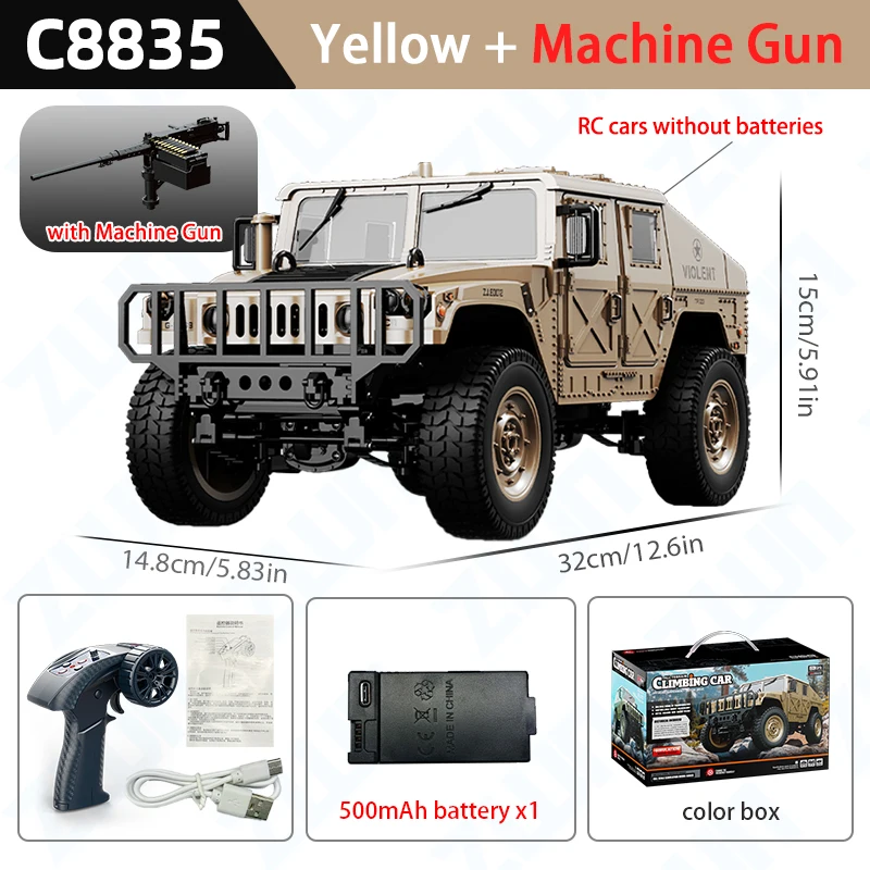 (amarelo) 1:14, 2.4g, Controle Remoto, Simulação, Tração Nas Quatro Rodas, Brinquedo Para Escalada Off-road