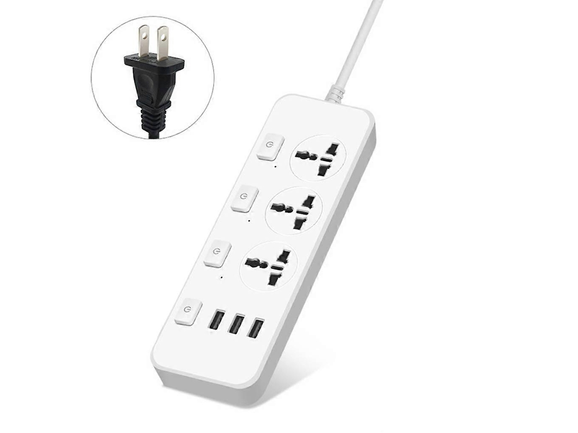 Régua De Energia 5v 2.1a Com Proteção Contra Surtos, 3 Tomadas E 3 Portas Usb, Durável. Olysi Shop