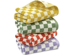 Conjunto de 4 Toalhas de Algodão Macias e Absorventes para Spa, Banheiro, Academia e Cozinha. Conjunto de com Estampa Xadrez Decorativa AQUAFORGE