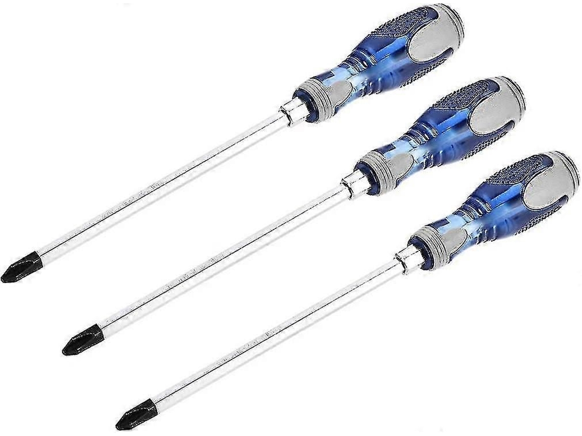 Chave De Impacto Magnética Ph2 8 Polegadas Com Haste Hexagonal Azul Antiderrapante + Cabo Cinza (pacote Com 3)