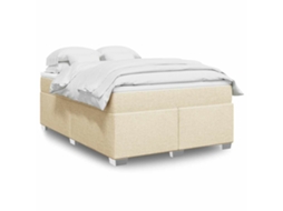 Vidaxl Cama com Molas/colchão 140x190 Cm Tecido Cor Creme