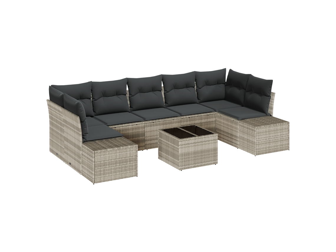 Conjunto 8 Conjunto De Sofá De Jardim Vidaxl Cinzento-claro Vime Pe (239 X 62 X 69 Cm)