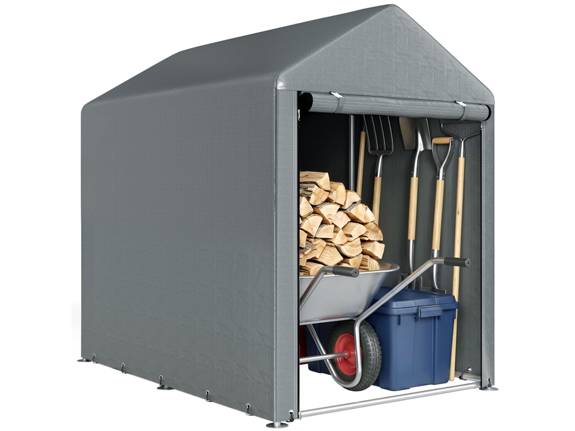 Tenda para Bicicletas e Motocicletas 1,2x1,8x1,65 M com 2 Cômodos Porta com Zíper Impermeável Anti uv Cinza Escuro Ge