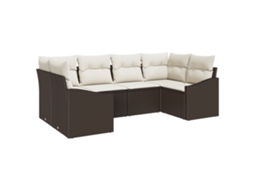 Conjunto 6 Conjunto De Sofás Para Exterior Vidaxl Castanho Vime Pe (234 X 123.5 X 69 Cm)