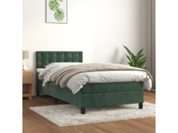 Cama Box Spring C/ Colchão/led 80x200 Cm Veludo Verde-escuro