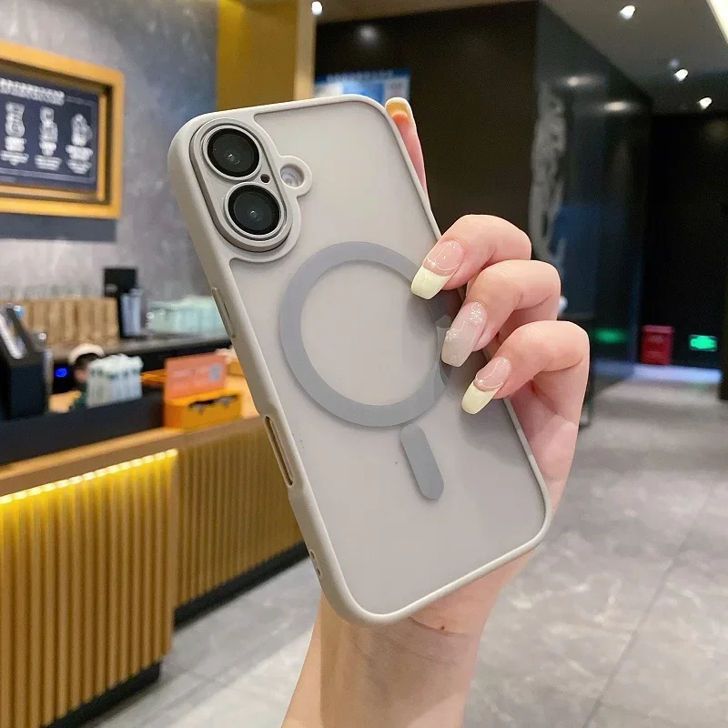 Capa Fosca Para Iphone 16 Plus (cinza), Resistente A Impactos, Com Estrutura Protetora Reforçada.