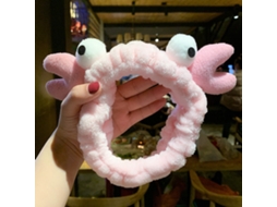 Faixa De Cabelo Para Maquiagem E Lavagem Facial Cute Look Confortável Elástica Leve Em Cor Crab Pink
