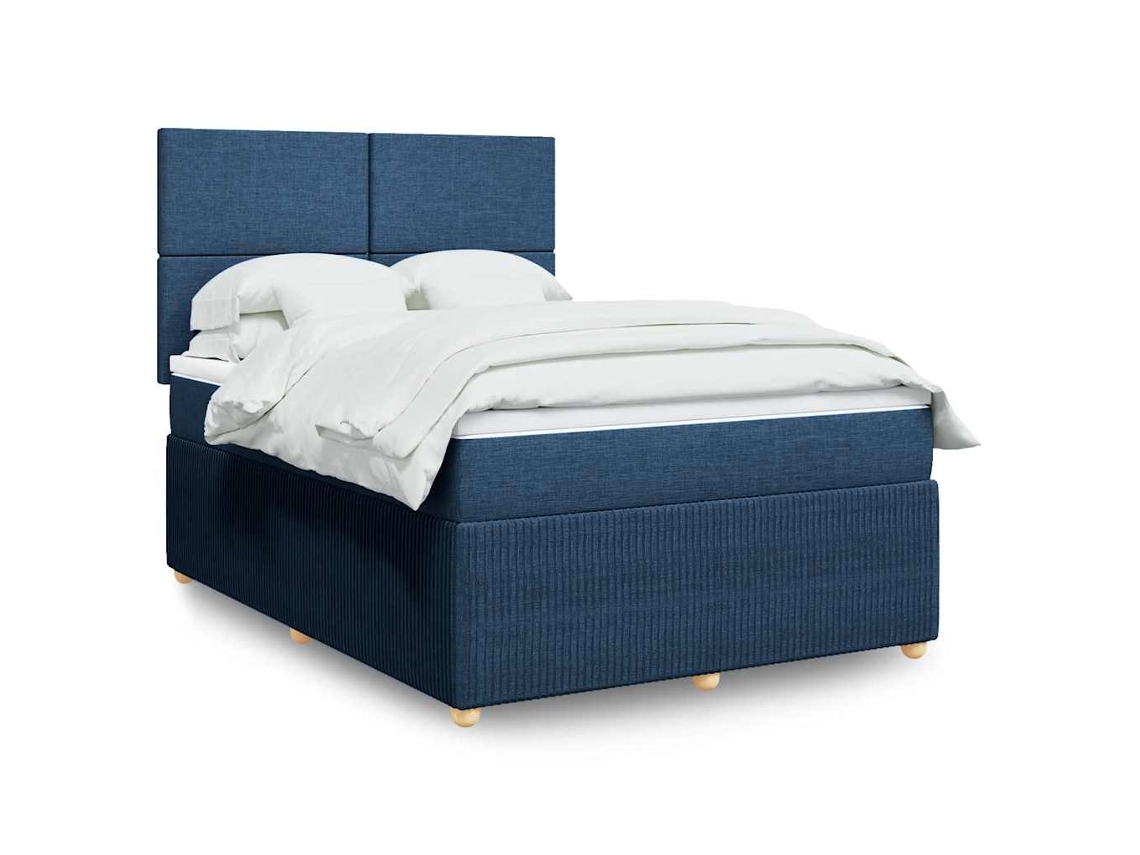 Vidaxl Cama Com Molas/colchão 160x200 Cm Tecido Azul