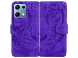 Capa Tipo Carteira De Couro Com Estampa De Tigre Para Xiaomi Redmi Note 14s 4g, Roxa