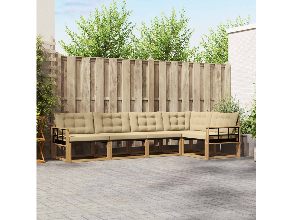 Vidaxl Conjunto De Sofás Para Exterior 5 Unid. Branco E Bege