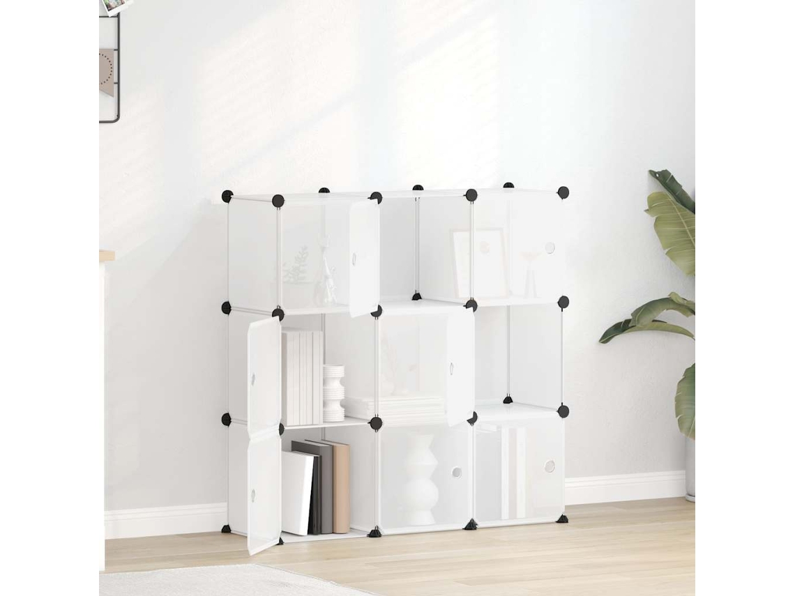 Vidaxl Organizador De Cubos De Armazenamento Com 9 Cubos E Portas Em Pp Transparente