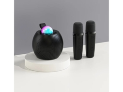 Mini máquina de karaokê portátil Yizhood com alto-falante Bluetooth de alta potência e microfone duplo com projeção de céu estrelado (preto)