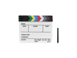 Dry Erase Acrylic Director Film Clapboard Movie Tv Cut Action Scene Clapper Board Slate With Marker Pen, Color Stick, White LAXISCREED