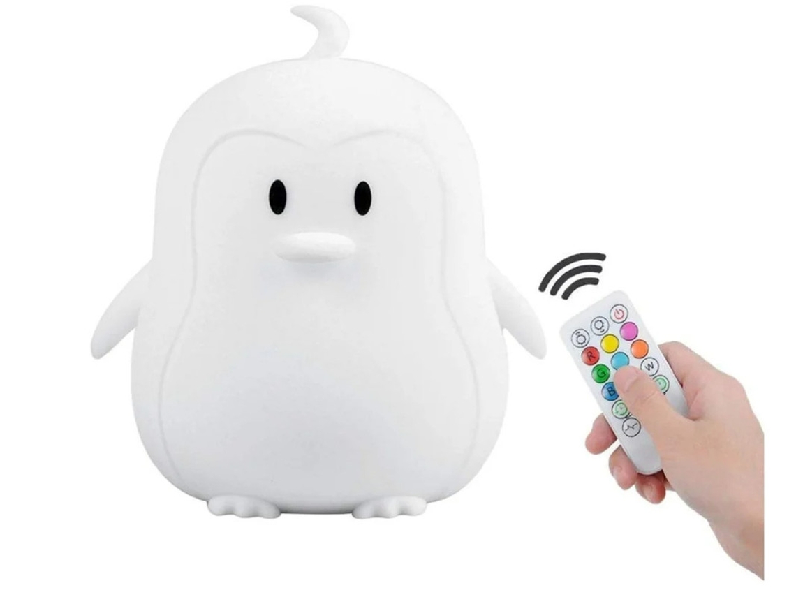 Luz Noturna Bestvite Cute Silicone Led 9 Mudanças De Cor Controle Remoto Recarregável Usb Regulável Branco