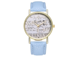 Reloj Analógico De Cuarzo Para Mujer Y Hombre Con Correa De Pu Azul Claro